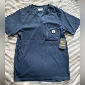 Carhartt Men's Short Sleeve Navy Scrub Shirt, Size Small NWT